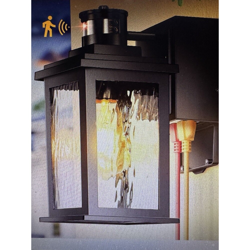 Motion Sensor Dusk Dawn Outdoor Wall Light Fixture with GFCI Outlets